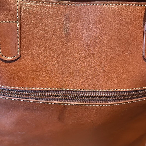 Laura Leigh Ltd Leather book bag shoulder bag  thick smooth leather brown Vintag - Picture 11 of 17